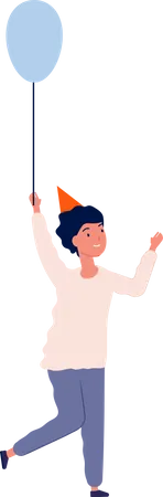 Niños felices con globos  Ilustración