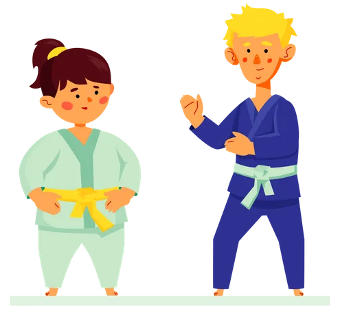 Niños haciendo karate  Ilustración