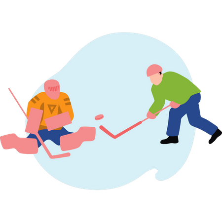 Niños jugando hockey  Ilustración