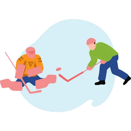 Niños jugando hockey  Ilustración