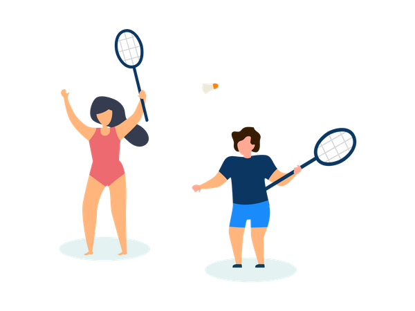 Niños jugando tenis  Ilustración