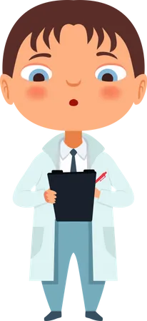 Doctor de niños escribe receta  Ilustración