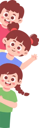 Niños mirando desde atrás  Ilustración