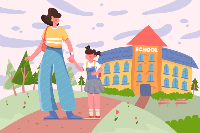 Niños de regreso a la escuela  Ilustración