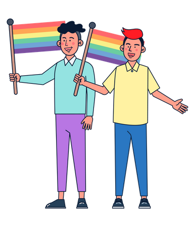 Niños sosteniendo banderas LGBT  Ilustración