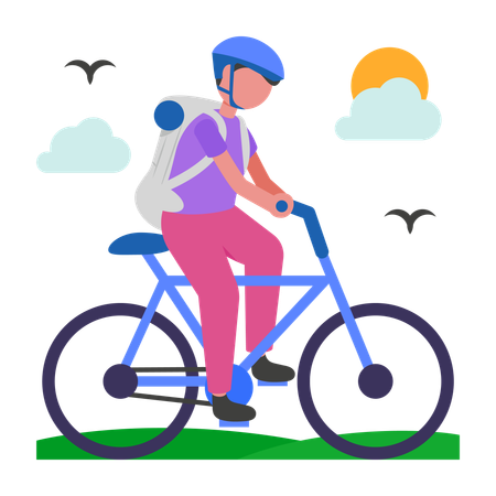 Viajeros en bicicleta para niños  Ilustración