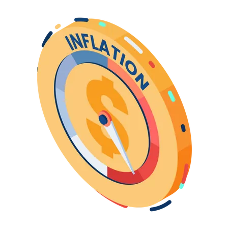 Piece De Monnaie Isometrique 3 D Plate Avec Jauge Dinflation De Haut Niveau Concept Dinflation Et De Crise Financiere Illustration