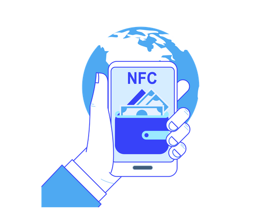 Niveau mondial Communication en champ proche et transfert d'argent en ligne  Illustration