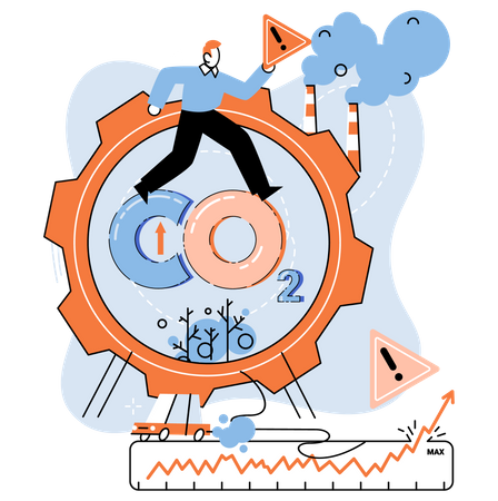 Niveaux records de dioxyde de carbone CO2 dans l’atmosphère  Illustration