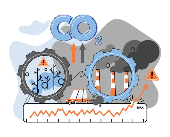 Niveles récord de CO2 en la atmósfera  Ilustración