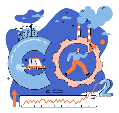 Niveles récord de dióxido de carbono CO2 en la atmósfera  Ilustración