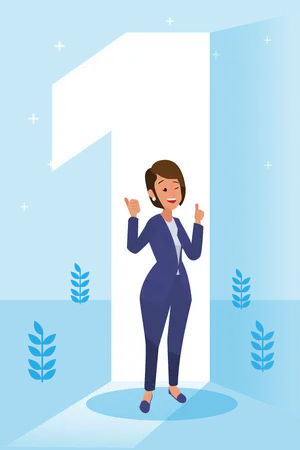 Happy Young Big Isolated Corporate Woman Done Her Job As Vison Mission And Celebrating Leadership Success And Career Progress Concept Flat Vector Illustration Handsome Business Girl Illustration