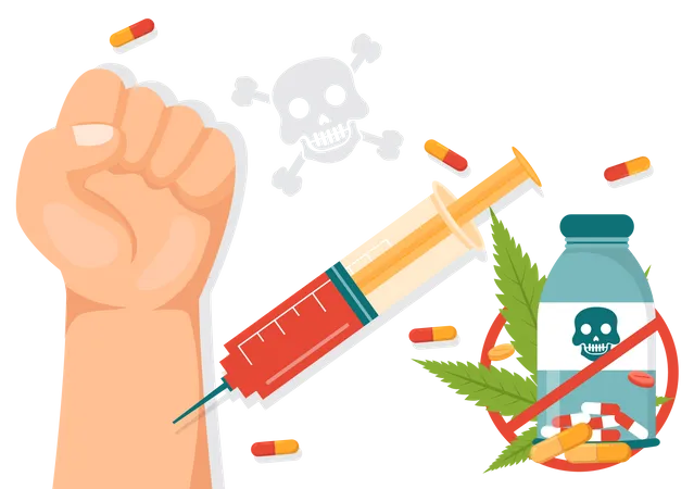 International Day Against Drug Abuse And Illicit Trafficking Illustration With Anti Narcotics To Avoid Drugs In Hand Drawn Templates Illustration Illustration