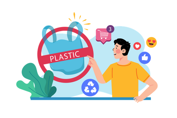 No Plastic Bag  Illustration