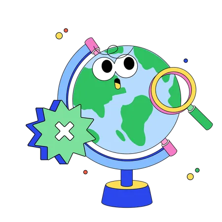 No search found In Globe  Illustration