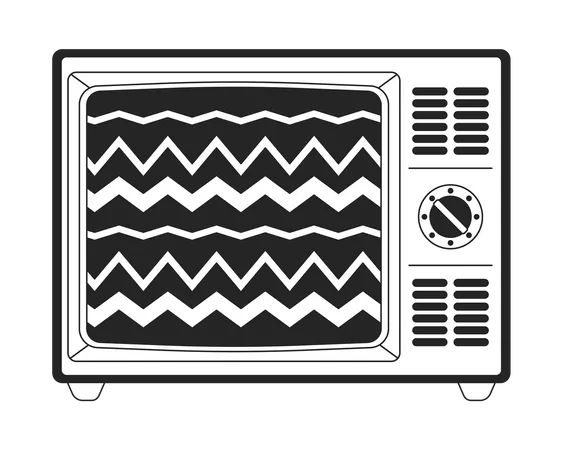 No Signal On Old Tv Flat Monochrome Isolated Vector Object Noise Editable Black And White Line Art Drawing Simple Outline Spot Illustration For Web Graphic Design Illustration