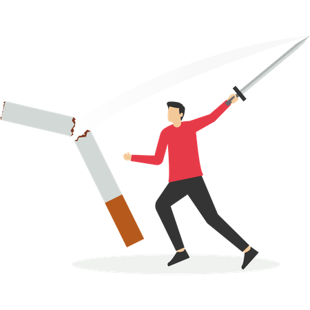 No smoking cut cigarette out with scissor  イラスト