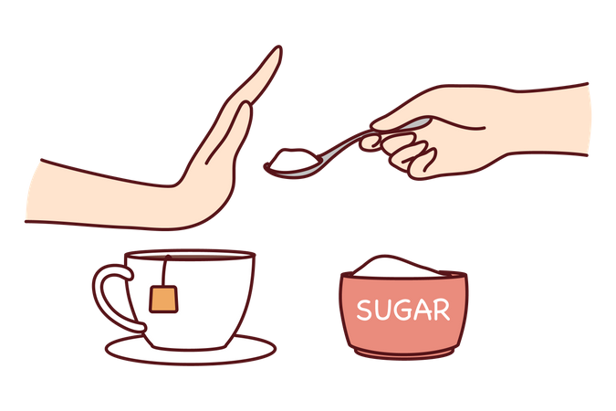 No sugar in tea  Illustration