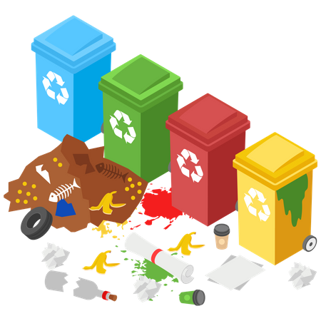 No Use of Recycle garbage bins  イラスト