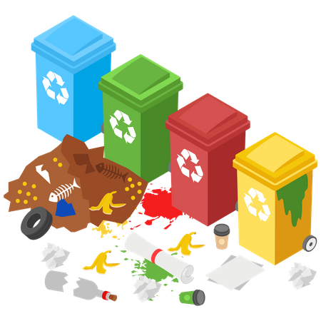 Prohibido el uso de contenedores de basura de reciclaje  Ilustración