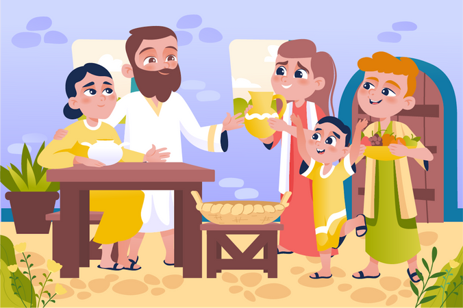 Noah and family  Illustration