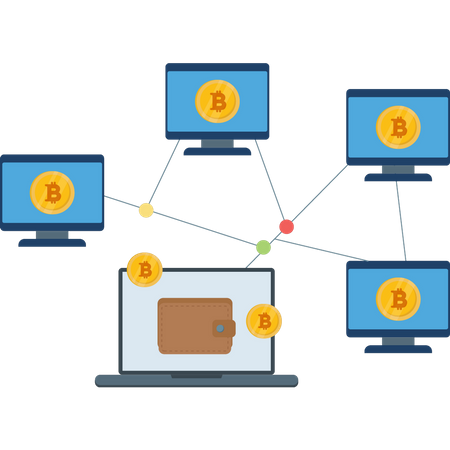 Nodos Bitcoin conectados a la red  Ilustración