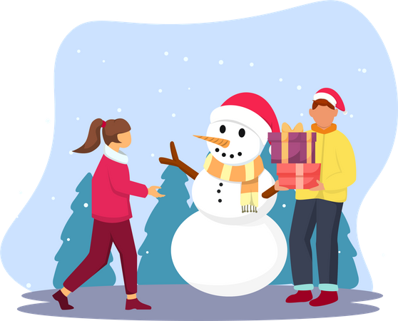 Bonhomme de neige de Noël  Illustration