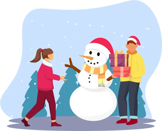 Bonhomme de neige de Noël  Illustration