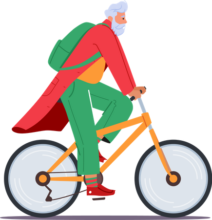 Noël, Père Noël, Vélo  Illustration