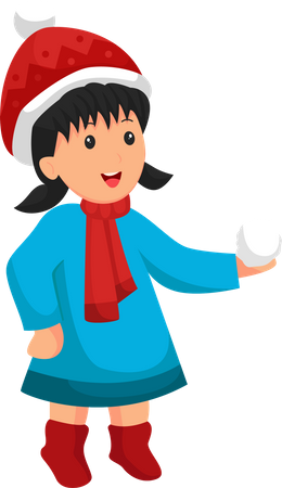 Petite fille de Noël avec boule de neige  Illustration