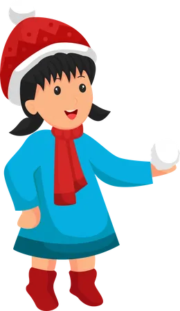 Petite fille de Noël avec boule de neige  Illustration