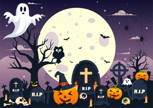 Noite de Halloween  Ilustração