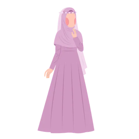 Noiva Muçulmana Usando Hijab  Ilustração