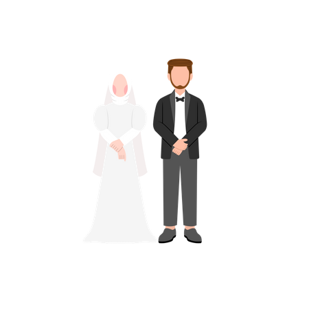 Noivo e noiva muçulmanos  Ilustração