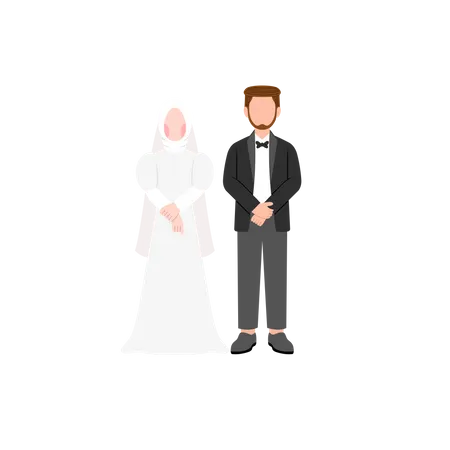 Noivo e noiva muçulmanos  Ilustração