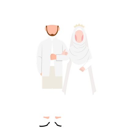 Noivo e noiva muçulmanos  Ilustração