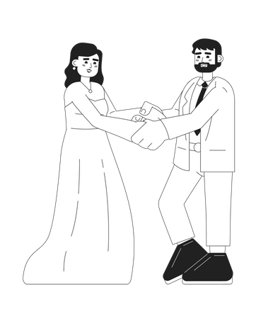 Noivos de casamento americano  Ilustração