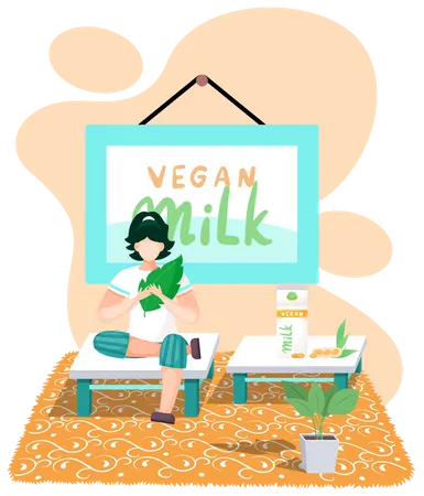 Non dairy nut vegan milk in box Illustration