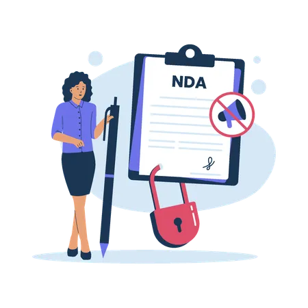 Non Disclosure Agreement Contract Concept Vector Flat Illustration イラスト