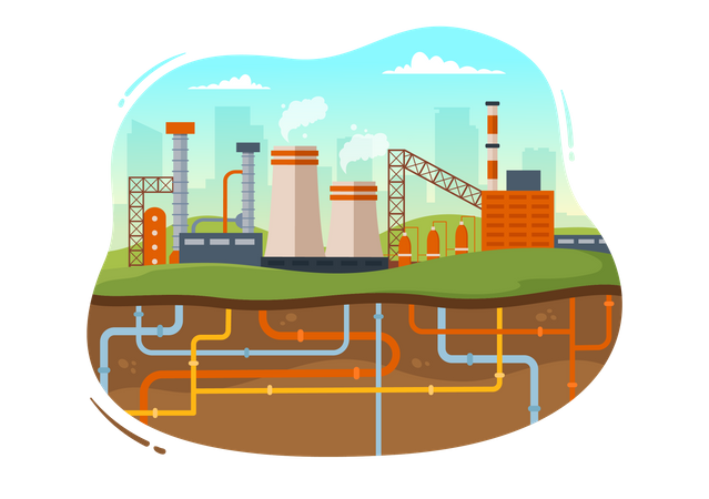 Non renewable energy producing industry  Illustration