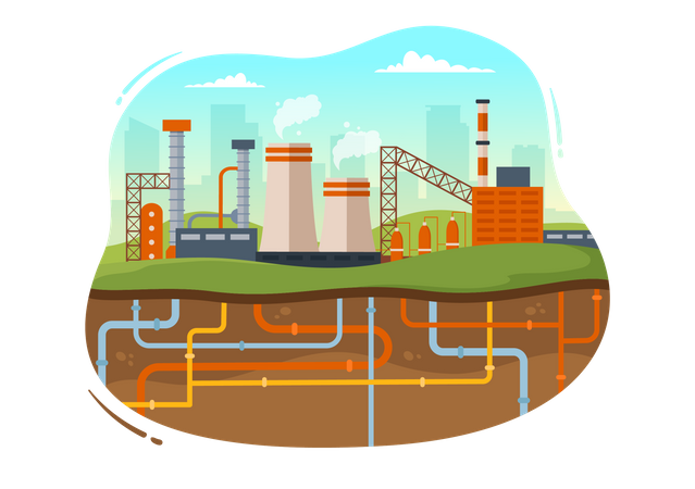 Non renewable energy producing industry  Illustration