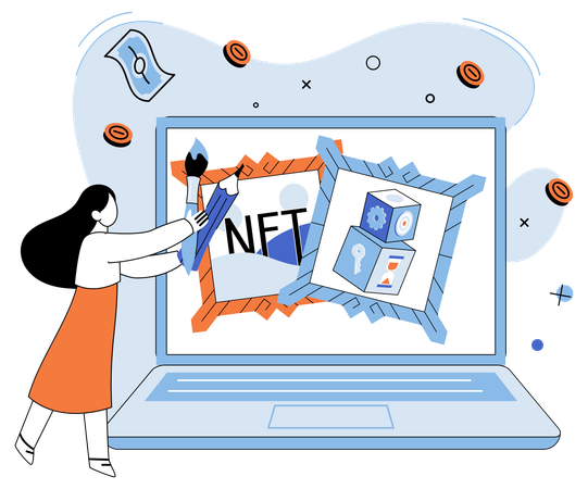 Nonfungible token allows for creation and trading unique digital currencies  Illustration