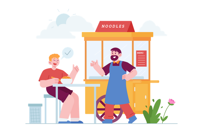 Noodles Shop Illustration