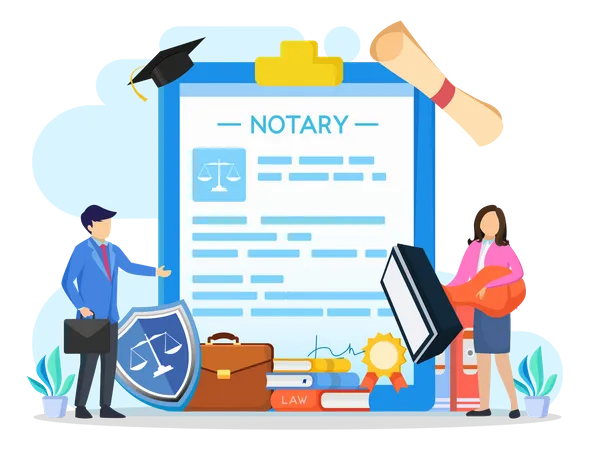 Notary Services And Legal Assistance Flat Vector Illustration イラスト