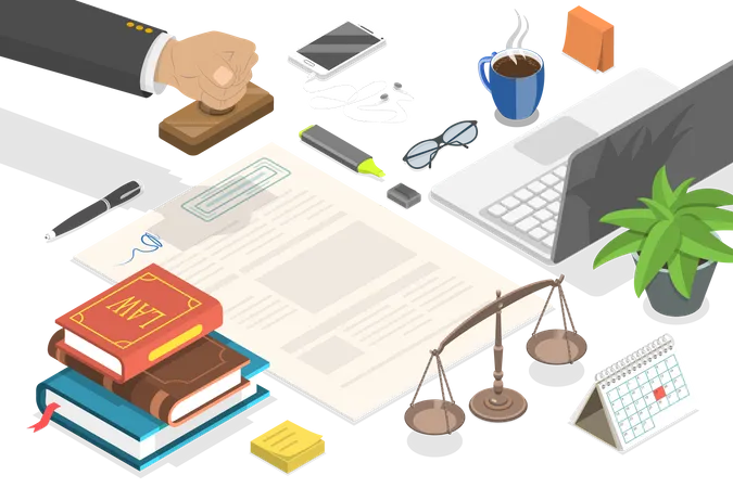 Notary Service Legal Advice 3 D Isometric Flat Vector Illustration イラスト