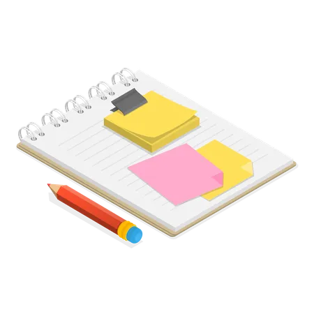 Notes and Paper Stationeries  イラスト