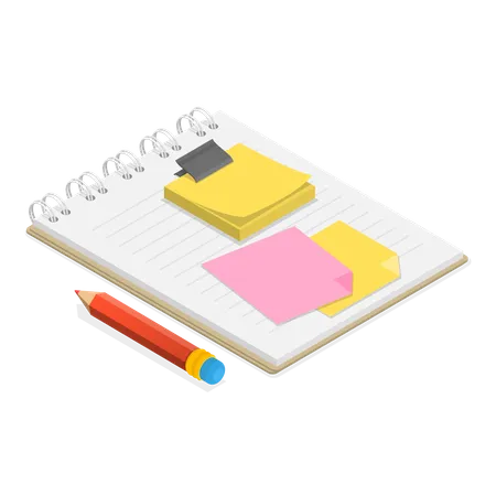 Notes and Paper Stationeries  Illustration