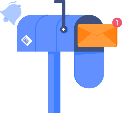 Notificação por e-mail com caixa de correio e mensagem  Ilustração