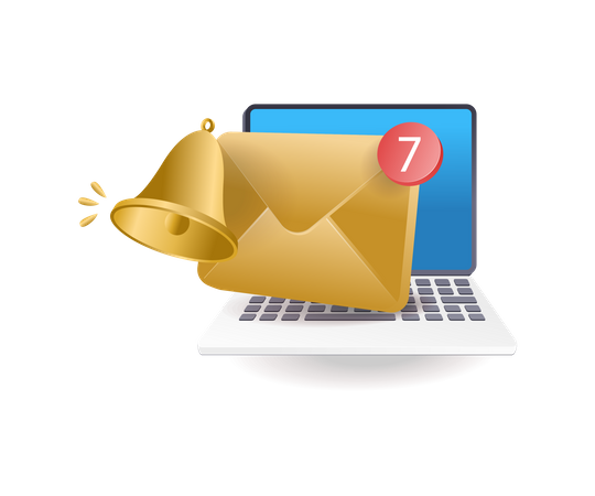 Notificación de correo electrónico entrante en la computadora  Ilustración