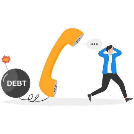 Notificación de pago de deuda mediante llamada telefónica.  Ilustración